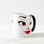 Sarcastic Women Face with Red Lips Magische Mok (Voorkant rechts)