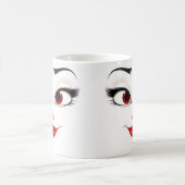 Sarcastic Women Face with Red Lips Magische Mok (Center)