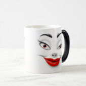 Sarcastic Women Face with Red Lips Magische Mok (Voorkant rechts)
