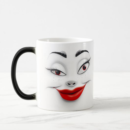 Sarcastic Women Face with Red Lips Magische Mok (Links)