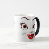 Sarcastic Women Face with Red Lips Magische Mok (Voorkant rechts)