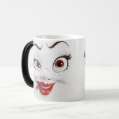 Sarcastic Women Face with Red Lips Magische Mok (Voorkant links)