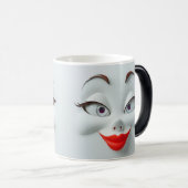 Sarcastic Women Face with Red Lips Magische Mok (Voorkant rechts)