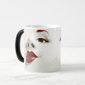 Sarcastic Women Face with Red Lips Magische Mok (Voorkant links)