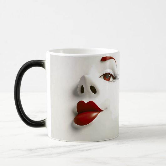 Sarcastic Women Face with Red Lips Magische Mok (Links)