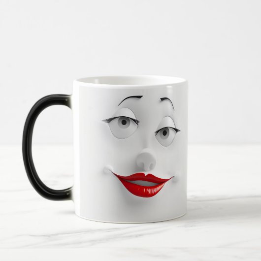 Sarcastic Women Face with Red Lips Magische Mok (Links)
