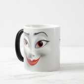 Sarcastic Women Face with Red Lips Magische Mok (Voorkant links)