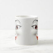 Sarcastic Women Face with Red Lips Magische Mok (Center)