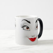 Sarcastic Women Face with Red Lips Magische Mok (Voorkant rechts)