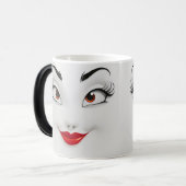 Sarcastic Women Face with Red Lips Magische Mok (Voorkant links)