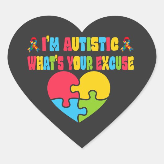 Sarcastisch autisme Ik ben autistisch, wat is jouw Hart Sticker (Voorkant)