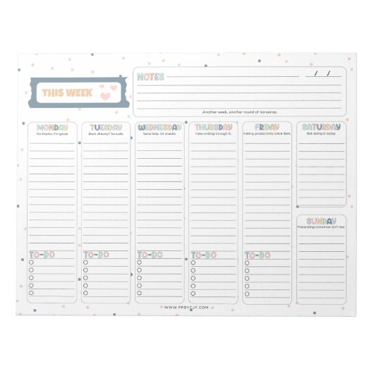 Sarcastisch “Deze Week” Weekplanner Snarky Citaten Notitieblok (Voorkant)