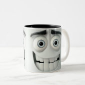 Sarcastisch gezicht 3D Tweekleurige Koffiemok (Voorkant rechts)