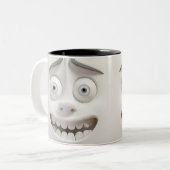 Sarcastisch gezicht 3D Tweekleurige Koffiemok (Voorkant links)