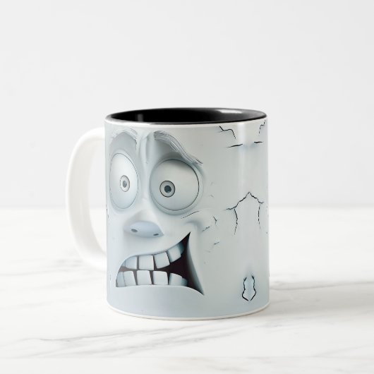 Sarcastisch gezicht 3D Tweekleurige Koffiemok (Voorkant links)