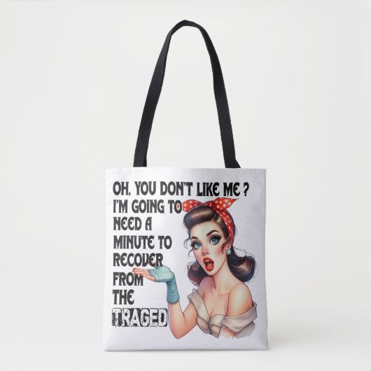Sarcastisch grappig citaten cadeau voor haar retro tote bag (Voorkant)