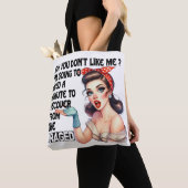 Sarcastisch grappig citaten cadeau voor haar retro tote bag (Dichtbij)