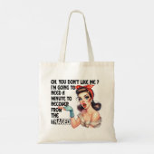 Sarcastisch grappig citaten cadeau voor haar retro tote bag (Achterkant)