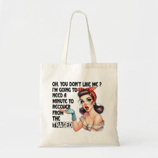 Sarcastisch grappig citaten cadeau voor haar retro tote bag