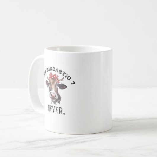 SARCASTISCH, GRAPPIG, KOE QUOTE ,COFFEE, KOFFIEMOK (Voorkant links)