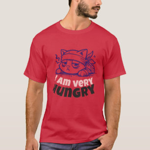 Sarcastisch hongerige kat cartoon T-shirt ontwerp