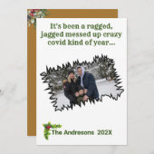 Sarcastisch kerstfeest met jagged Covid Photo Fun Feestdagenkaart (Voorkant / Achterkant)