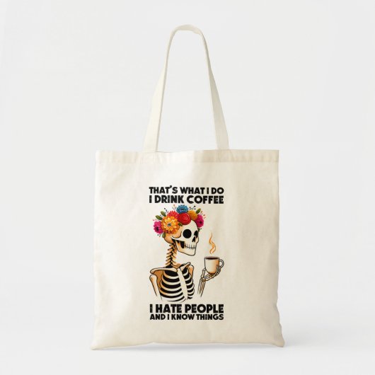 Sarcastisch skelet Drink koffie Canvas tas (Voorkant)