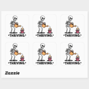 Sarcastisch Skelet Ontwerp 'Voorspoedig' Vierkante Sticker
