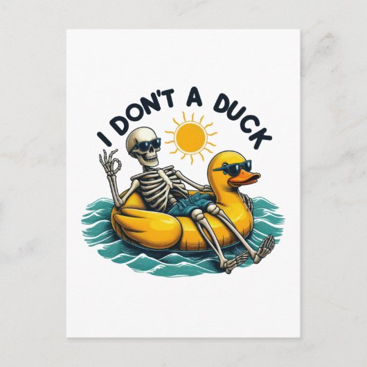 Sarcastisch skelet op eend briefkaart (Voorkant)