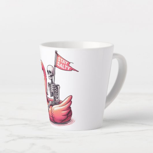 Sarcastisch skelet op Flamingo - Blijf zout Latte Mok (Rechterhoek)