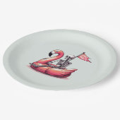 Sarcastisch skelet op Flamingo - Blijf zout Papieren Bordje (Gekanteld)