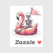 Sarcastisch skelet op Flamingo - Blijf zout Sticker (Vel)
