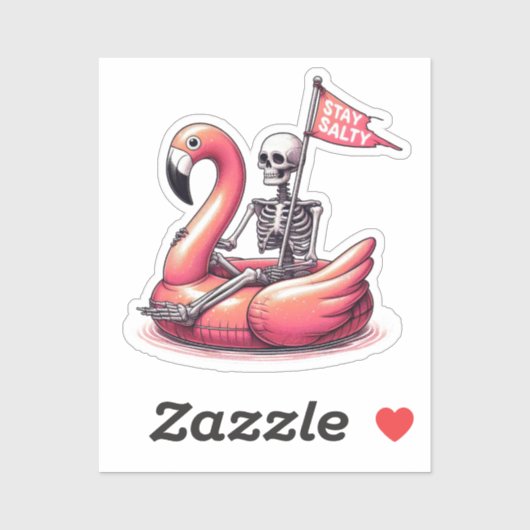 Sarcastisch skelet op Flamingo - Blijf zout Sticker (Vel)