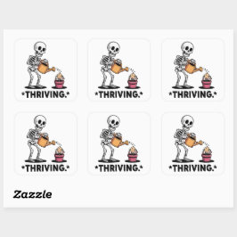 Sarcastisch skeletontwerp 'Thriving' Vierkante Sticker