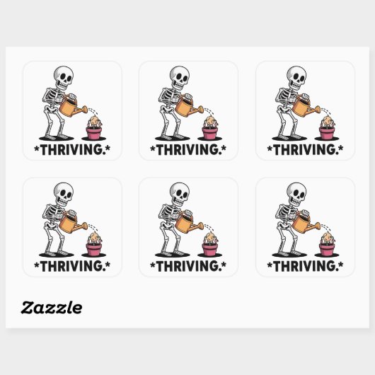 Sarcastisch skeletontwerp 'Thriving' Vierkante Sticker (Vel)