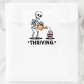 Sarcastisch skeletontwerp 'Thriving' Vierkante Sticker (Tas)