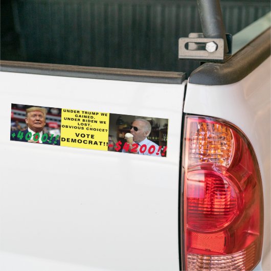 Sarcastisch. Trump-winst van $4000 vs $4200 Joe Bumpersticker (Op Truck)