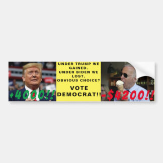 Sarcastisch. Trump-winst van $4000 vs $4200 Joe Bumpersticker