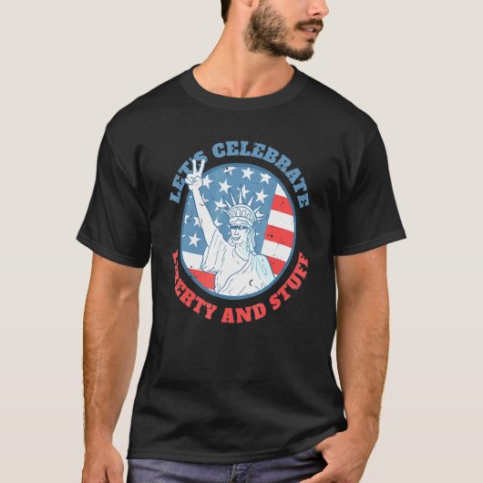 Sarcastisch Vierde juli verschijnt Amerikaanse vla T-shirt (Voorkant)