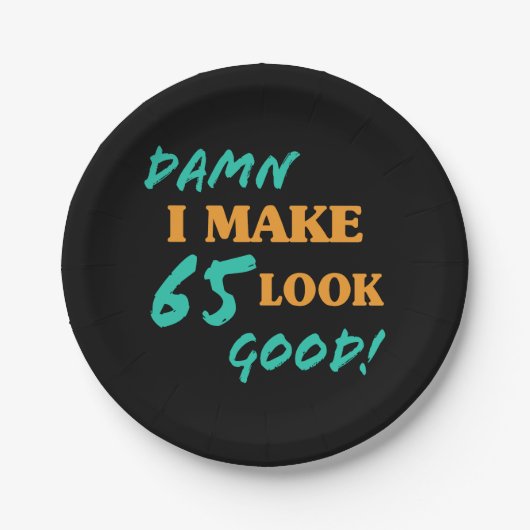 Sarcastische 65e geboortedag papieren bordje (Voorkant)