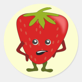 Sarcastische aardbei: slechte fruitbende ronde sticker