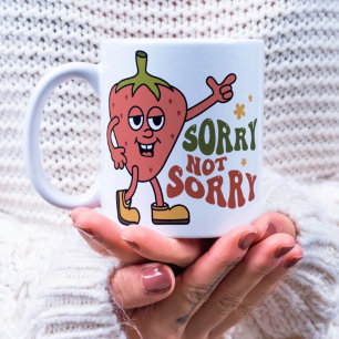 Sarcastische aardbei Sorry niet sorry Koffiemok