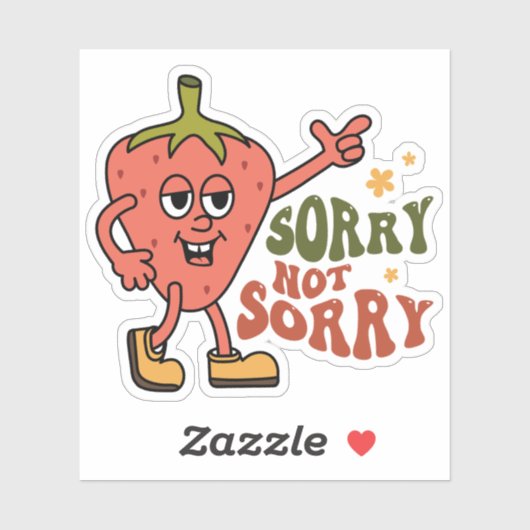 Sarcastische aardbei Sorry niet sorry Sticker (Vel)
