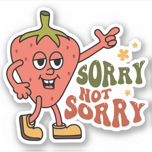 Sarcastische aardbei Sorry niet sorry Sticker (Voorkant)