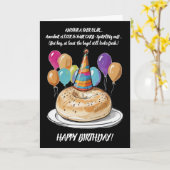 Sarcastische bagel verjaardag met ballonnen kaart (Gele Bloem)