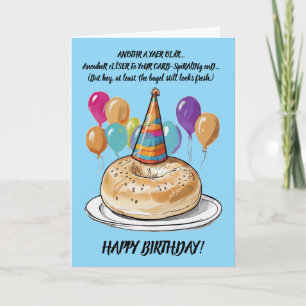 Sarcastische bagel verjaardag met ballonnen kaart
