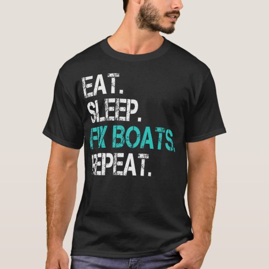 Sarcastische bootmonteur Eet Slaap Repareert boten T-shirt (Voorkant)