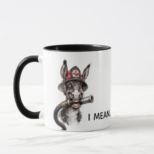 Sarcastische brandweermug Ezel Humor Collega Mok (Links)