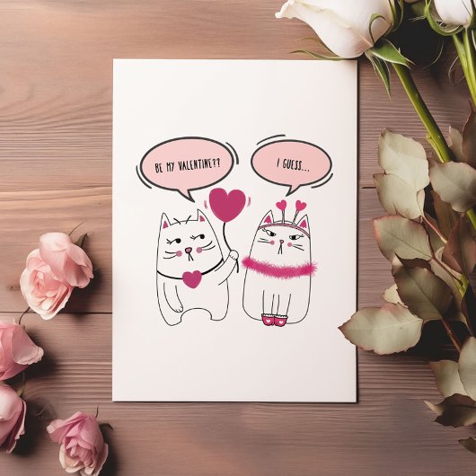 Sarcastische Cartoon Kat Koppel Valentijnsdag Feestdagenkaart