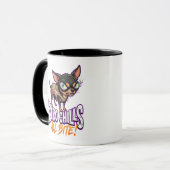 Sarcastische Chihuahua Zero Chills All Bite Meme Mok (Voorkant links)
